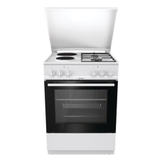 GORENJE K6121WG Kουζίνα Μικτή με 2 εστίες αερίου και 2 ηλεκτρικές και αερόθερμο φούρνο 65lt AquaClean White